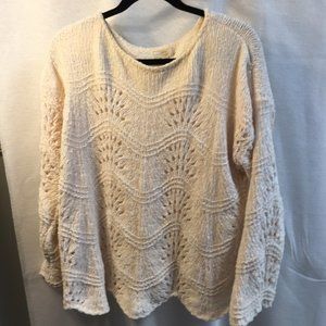 Cupio Cream Chenile Open-Weave Sweater, Sz L